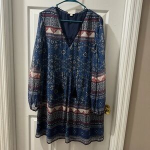 Ella Moss Anthropologie Size Large Boho Sheer Chiffon Dress